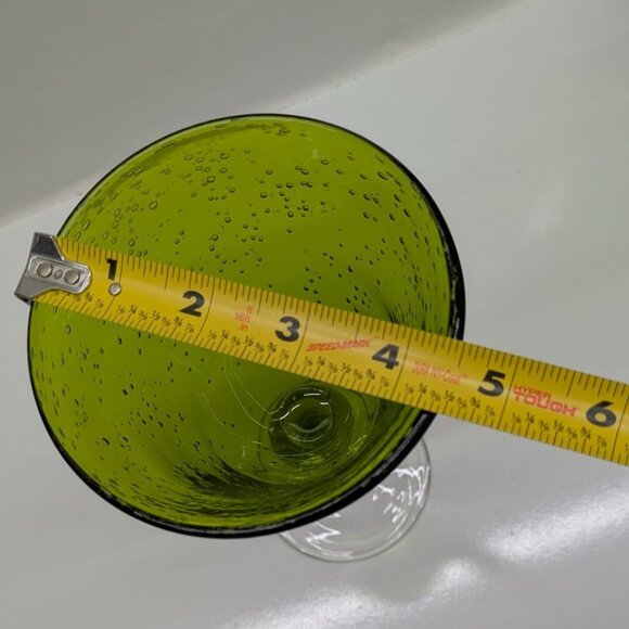 Artland Green Bubble Glass Wine Water Goblet Clear Sturdy Base - Picture 11 of 14